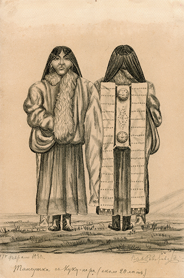 Тангутка с Куку-Нора. 1880 г. Бумага, карандаш. ОГБУК «Смоленский государственный музей-заповедник»