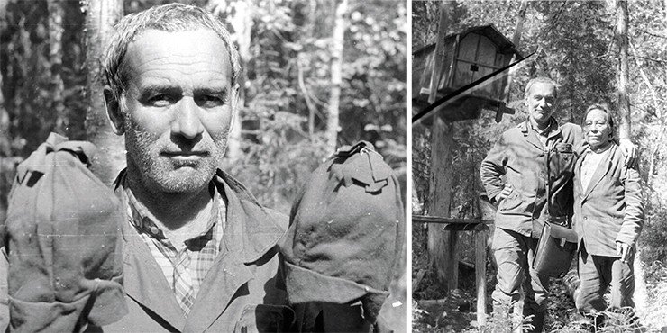 Слева: И. Н. Гемуев с шапками – подношениями божествам. Справа: И. Н. Гемуев и проводник В. П. Самбиндалов. 1990 г. Слева: И. Н. Гемуев с шапками – подношениями божествам. Справа: И. Н. Гемуев и проводник В. П. Самбиндалов. 1990 г.