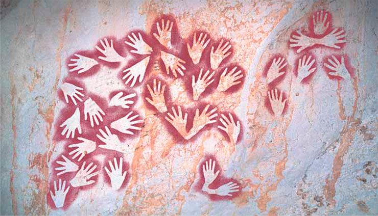 Panel in the upper gallery of the Gua Masri II cave (Borneo). photo Luc-Henri Fage © Le Kalimanthrope 