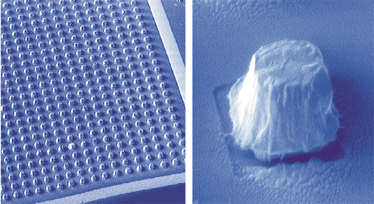 A semiconductor structure – the photodetector array with indium columns 5 µm high developed on the basis of high technologies
