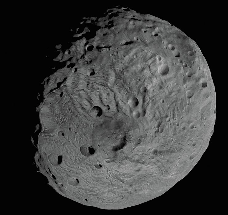 Image of Diona (563×561×560 km), one of the large innermost moons of Saturn. Image from Cassini–Huygens spacecraft (ESA–NASA), 2006. Credit: NASA/JPL/Space Science Institute Image of Diona (563×561×560 km), one of the large innermost moons of Saturn. Image from Cassini–Huygens spacecraft (ESA–NASA), 2006. Credit: NASA/JPL/Space Science Institute