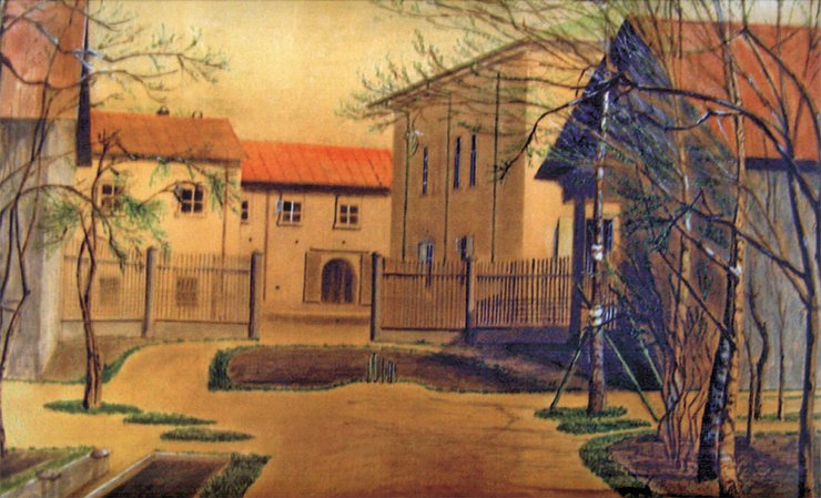 A view of the Basnins’ house from the garden. By artist D. Portnov, 1856.  From: (“Chefs d’oeuvre of the European Graphics from the V. N. and N. V. Basnins’ Collection,” Moscow, 2010)