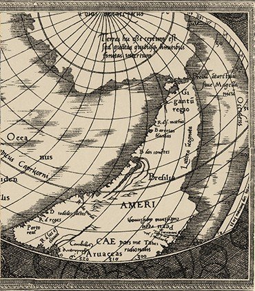 Карта мира.1538 г. Название «Америка» распространено и на южную, и на северную части материка. По: (Nordenskild. Facsimile-Atlas. Stockholm, 1889. Pl. XLIII). Оригинал карты хранится в библиотеке Американского географического общества (Милуоки)