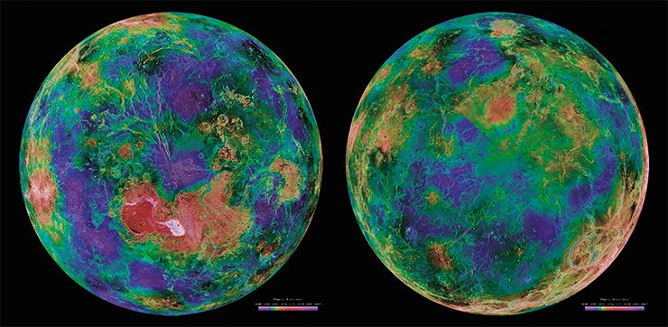 These views of the northern and southern hemispheres of Venus are a mosaic of images taken over a decade of radar satellite and ground-based research. Credit: NASA/JPL/USGS These views of the northern and southern hemispheres of Venus are a mosaic of images taken over a decade of radar satellite and ground-based research. Credit: NASA/JPL/USGS
