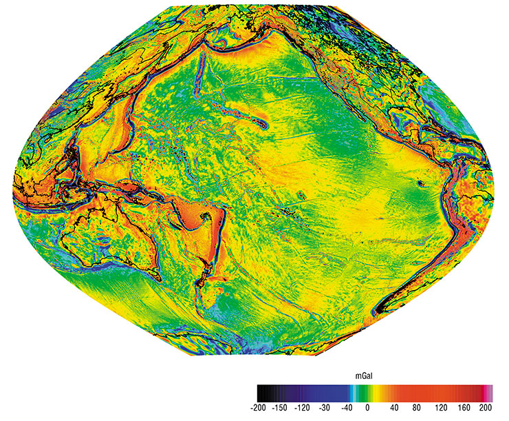 Gravity map of the Earth’s Pacific segment, based on data from the international satellite telemetry database. Map prepared by A. N. Vasilevsky (IPGG SB RAS, Novosibirsk) Gravity map of the Earth’s Pacific segment, based on data from the international satellite telemetry database. Map prepared by A. N. Vasilevsky (IPGG SB RAS, Novosibirsk)
