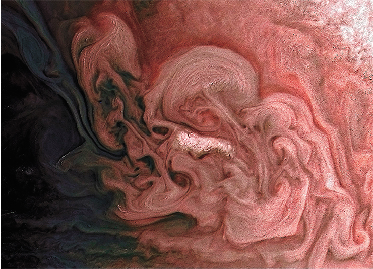 Буря в северном полушарии Юпитера. Фото «Юноны». Credits: NASA/JPL-Caltech/SwRI/MSSS/Matt Brealey/Gustavo B. C. Буря в северном полушарии Юпитера. Фото «Юноны». Credits: NASA/JPL-Caltech/SwRI/MSSS/Matt Brealey/Gustavo B. C.