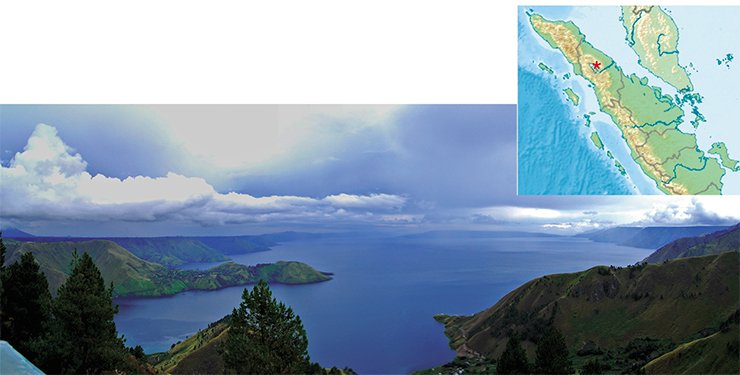 The eruption of Toba Supervolcano in north-central Sumatra, Indonesia, created Lake Toba, the largest volcanic lake on the Earth. © Creative Commons The eruption of Toba Supervolcano in north-central Sumatra, Indonesia, created Lake Toba, the largest volcanic lake on the Earth. © Creative Commons
