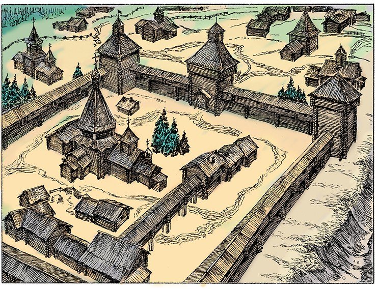 Город Мангазея. Реконструкция И. Резуна, художник А. Заплавный Город Мангазея. Реконструкция И. Резуна, художник А. Заплавный