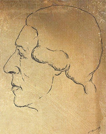 Профильная реконструкция по черепу С. П. Крашенинникова. Реконструкция и рисунок М. П. Грязнова. Фотоархив ИИМК РАН, № нег. II – 82673