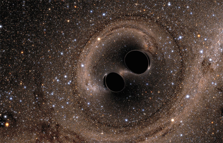 Две черные дыры сливаются в единое целое. © Simulating eXtreme Spacetimes (SXS) project Две черные дыры сливаются в единое целое. © Simulating eXtreme Spacetimes (SXS) project