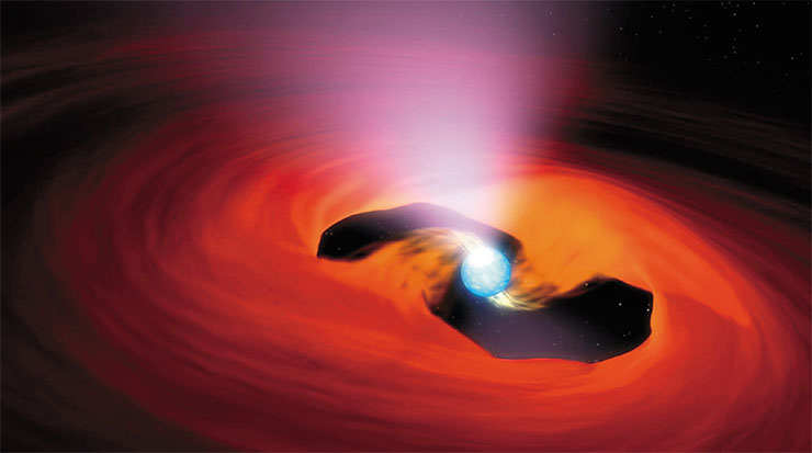 Neutron star is a compressed core of a massive star that exploded in a supernova. The “packing” density of matter in neutron stars is huge – the mass of a star only 20 km in diameter is 1.5 solar masses. The existence of these stars was predicted by Zwicky, who used his morphological method of directed intuition. Top: Animation of PIA18845, a neutron star and pulsar, emitting rotating X-ray beams. © NASA/JPL-Caltech Neutron star is a compressed core of a massive star that exploded in a supernova. The “packing” density of matter in neutron stars is huge – the mass of a star only 20 km in diameter is 1.5 solar masses. The existence of these stars was predicted by Zwicky, who used his morphological method of directed intuition. Top: Animation of PIA18845, a neutron star and pulsar, emitting rotating X-ray beams. © NASA/JPL-Caltech