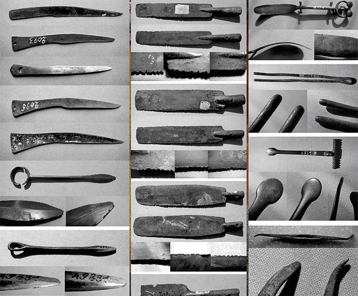 Эти инструменты «неизвестного назначения» из Минусинского регионального краеведческого музея им. Н. М. Мартьянова могли быть использованы для хирургических манипуляций. Интсрументы датируются сарагашенским этапом тагарской культуры (IV—III вв. до н. э.) Эти инструменты «неизвестного назначения» из Минусинского регионального краеведческого музея им. Н. М. Мартьянова могли быть использованы для хирургических манипуляций. Интсрументы датируются сарагашенским этапом тагарской культуры (IV—III вв. до н. э.)