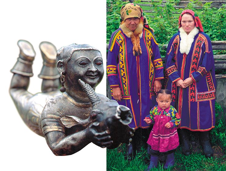 The silver rhyton in the form of a statuette of a girl holding an antelope’s head has been protecting family well-being of Khanty women for three generations, 2001. Photo by A. Baulo