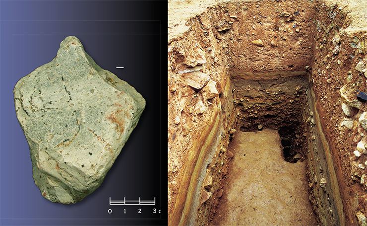 На древней стоянке Карама в Горном Алтае в многослойных плейстоценовых отложениях найдены примитивные орудия из гальки. Фото С. Зелинского На древней стоянке Карама в Горном Алтае в многослойных плейстоценовых отложениях найдены примитивные орудия из гальки. Фото С. Зелинского