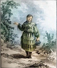 Камчадалка в нарядной одежде. Рисунок второй половины XVIII века. Георги И. Г. Описание всех обитающих в Российском государстве народов. СПб, 1799