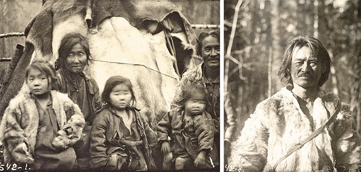 Семья Коительяна. Справа – тунгусский охотник Коительян. Омская обл., Тарский р-н. 1926. Фото И. Н. Шухова. МАЭ РАН (Санкт-Петербург)