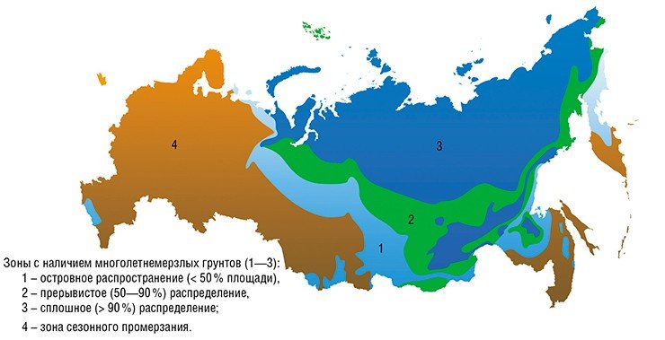 Почти на четверти территории России распространена «вечная мерзлота». Глобальное потепление климата вызывает разрушение вечномерзлых грунтов и опускание территории в результате развития термокарстовых процессов