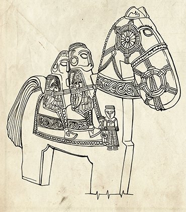 Drawing of the stone statue by Ye. Shumakova