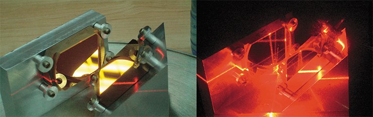 The alignment of the monochromator’s gold focusing mirrors