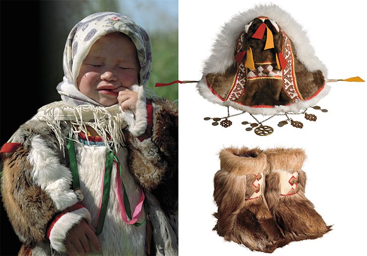 A girl in traditional clothes. Voen-to camp. Girl’s hood (top, right). Girl’s winter boots (bottom, right) A girl in traditional clothes. Voen-to camp. Girl’s hood (top, right). Girl’s winter boots (bottom, right)