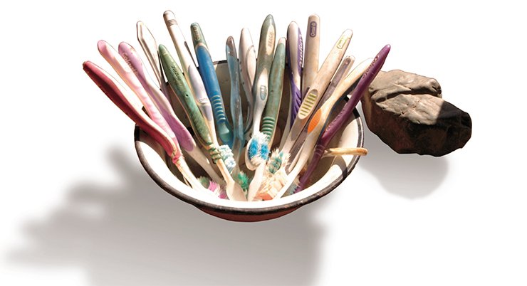 On this occasion, toothbrushes are a laboratory instrument: they are used to clean off ground from the archaeological artifacts. Photographed by S. I. Zelensky On this occasion, toothbrushes are a laboratory instrument: they are used to clean off ground from the archaeological artifacts. Photographed by S. I. Zelensky