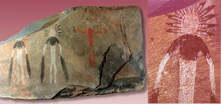 Multicolored slab. Karakol culture, Altai Mountains. Museum of the Institute of History, Archaeology and Ethnography, SB RAS, Novosibirsk