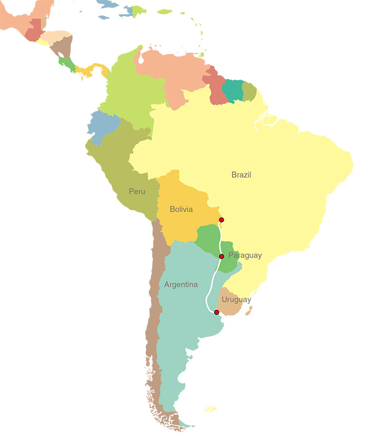The route of the Russian expedition into the heartland of the continent: Parana River – Paraguay River – Asuncion (the capital of Paraguay) – Corumba (Mato Grosso State, Brazil), where the travelers arrived on July 1, 1914 The route of the Russian expedition into the heartland of the continent: Parana River – Paraguay River – Asuncion (the capital of Paraguay) – Corumba (Mato Grosso State, Brazil), where the travelers arrived on July 1, 1914
