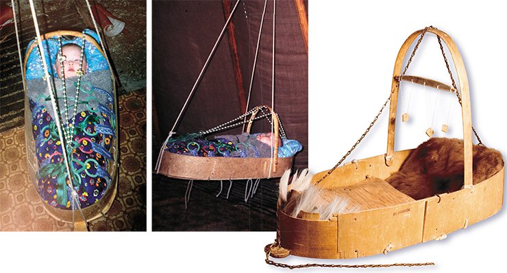Cradle in the women’s half of the chum. Baby’s cradle (right) Cradle in the women’s half of the chum. Baby’s cradle (right)
