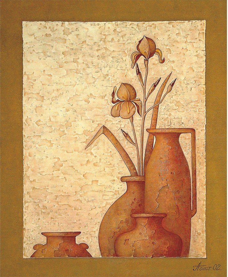 Натюрморт с ирисами. 2004 г. Масло, холст