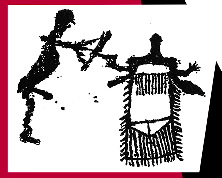These ancient petroglyphs from Kalbak Tash, a genuine collection of rock art in the Altai Mountains (bottom), and the ones from the various sites in Mongolia (top) supposedly represent erotic rituals. Most of the scenes comprise a bow with arrows; this element also appears on the Kangjiashimenzi tableau. Adapted from: (Cheremisin, 2002)