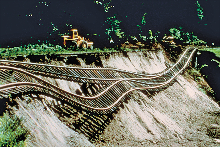 The Union Pacific railroad near Seattle (USA) after the earthquake on 29th April, 1965. University of California Archive (Berkley) The Union Pacific railroad near Seattle (USA) after the earthquake on 29th April, 1965. University of California Archive (Berkley)