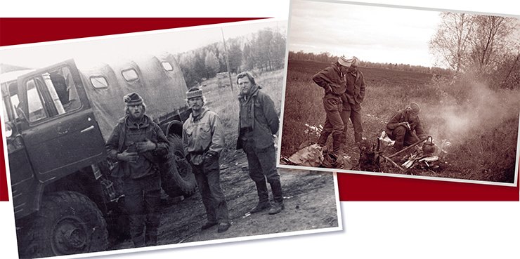 Илимск (1975). Раскопки завершены. Через несколько минут мы поедем домой… Позади полугодовой сезон. На снимке Олег Сентябов, Витя Корякин, автор Илимск (1975). Раскопки завершены. Через несколько минут мы поедем домой… Позади полугодовой сезон. На снимке Олег Сентябов, Витя Корякин, автор