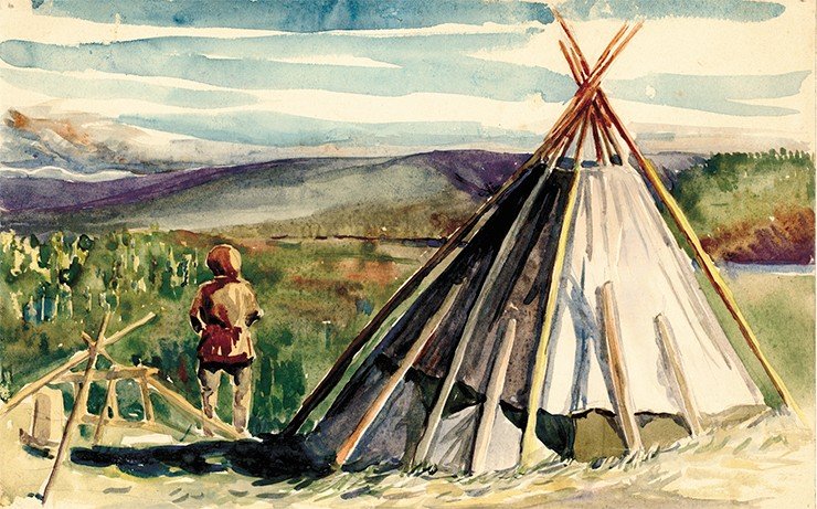 На Аляске. 1974 г. Акварель. СПб филиал Архива РАН