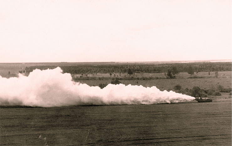 Field tests of the powerful aerosol generator designed to fight pests