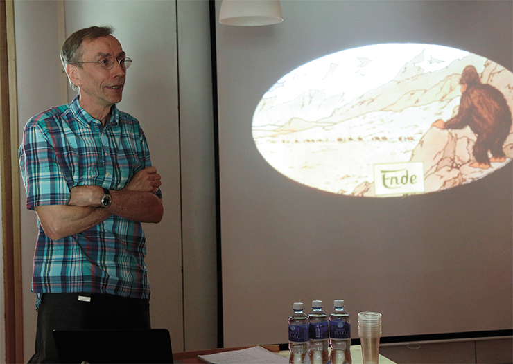 The ancient DNA extracted from the human fossil remains from the Denisova Cave was studied by the researchers of the laboratory led by Prof. S. Pääbo, Max Planck Institute for Evolutionary Anthropology (Leipzig, Germany). On the photo: S. Pääbo talking at the international archaeological symposium. Gorny Altai, July 2018. Photo by S. Zelensky The ancient DNA extracted from the human fossil remains from the Denisova Cave was studied by the researchers of the laboratory led by Prof. S. Pääbo, Max Planck Institute for Evolutionary Anthropology (Leipzig, Germany). On the photo: S. Pääbo talking at the international archaeological symposium. Gorny Altai, July 2018. Photo by S. Zelensky
