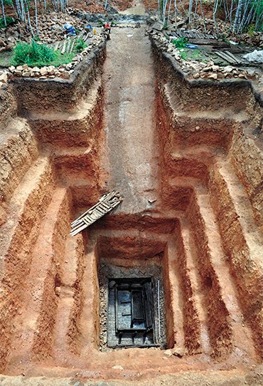 This was what  a 16 m deep burial pit of the Noin Ula burial mound 22 looked like after the excavations were completed