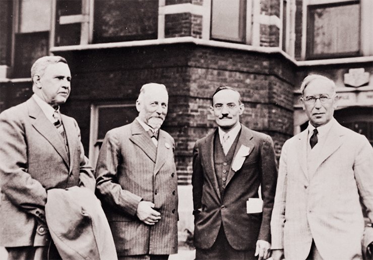 In the photo from left to right: V. N. Ipatieff; R. M. Willstätter, winner of the Nobel Prize in Chemistry; G. Egloff, German organic chemist, director of science at the US oil company Universal Oil Products (UOP); and M. Gomberg, president of the American Chemical Society (1931). It was Gustav Egloff, the famous American chemist nicknamed Gasoline Gus, who offered Ipatieff the post of senior director for research at UOP in Chicago. Today, UOP as a division of Honeywell Corporation is the world’s leading supplier and licensor of technologies, catalysts, equipment, and consulting services for the oil refining, petrochemical and gas processing industries. Chicago, United States, 1933. Photo from the archive of Honeywell UOP (USA) In the photo from left to right: V. N. Ipatieff; R. M. Willstätter, winner of the Nobel Prize in Chemistry; G. Egloff, German organic chemist, director of science at the US oil company Universal Oil Products (UOP); and M. Gomberg, president of the American Chemical Society (1931). It was Gustav Egloff, the famous American chemist nicknamed Gasoline Gus, who offered Ipatieff the post of senior director for research at UOP in Chicago. Today, UOP as a division of Honeywell Corporation is the world’s leading supplier and licensor of technologies, catalysts, equipment, and consulting services for the oil refining, petrochemical and gas processing industries. Chicago, United States, 1933. Photo from the archive of Honeywell UOP (USA)