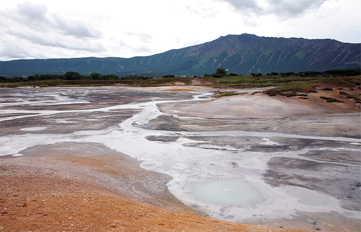 Thermal fields of the caldera of Uzon volcano, where the fumarolas are smoking, hot springs steaming, and mud cauldrons boiling, is a true Lost World Thermal fields of the caldera of Uzon volcano, where the fumarolas are smoking, hot springs steaming, and mud cauldrons boiling, is a true Lost World