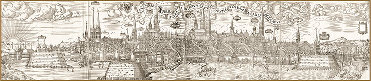 Панорама Любека, 1552 г. Гравюра по дереву. Худ. и гравер Э. Дибель. Public Domain Панорама Любека, 1552 г. Гравюра по дереву. Худ. и гравер Э. Дибель. Public Domain