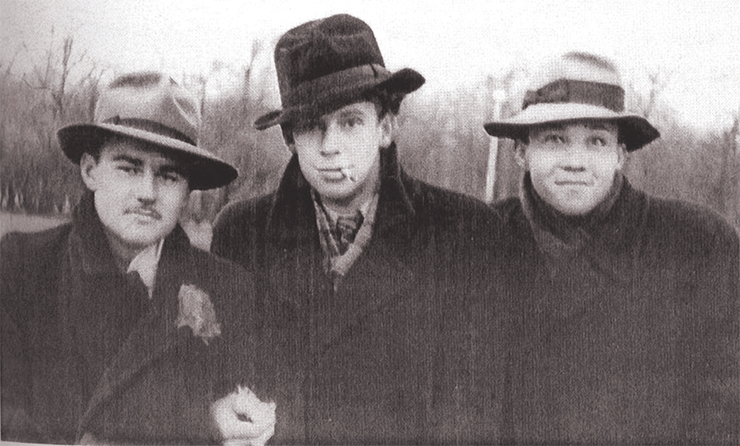 Three young men: Evgeny Kamenev, Viktor Glebovitsky, and Nikolai Dobretsov Three young men: Evgeny Kamenev, Viktor Glebovitsky, and Nikolai Dobretsov