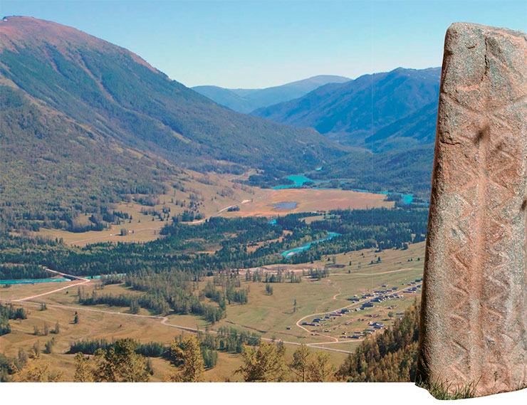Here it is – the long-awaited signpost marking the end of our drive. From here we set out on foot to Lake Kanas along a broad sunlit river valley, which is full of warmth and lush green grasses, with waves of coniferous forest flowing down from the gentle mountain slopes, – in a word, it provides everything that herds and their owners need. It is no coincidence that here we see Tuvan ethnic villages, whose inhabitants live their life according to centuries-old sacred traditions