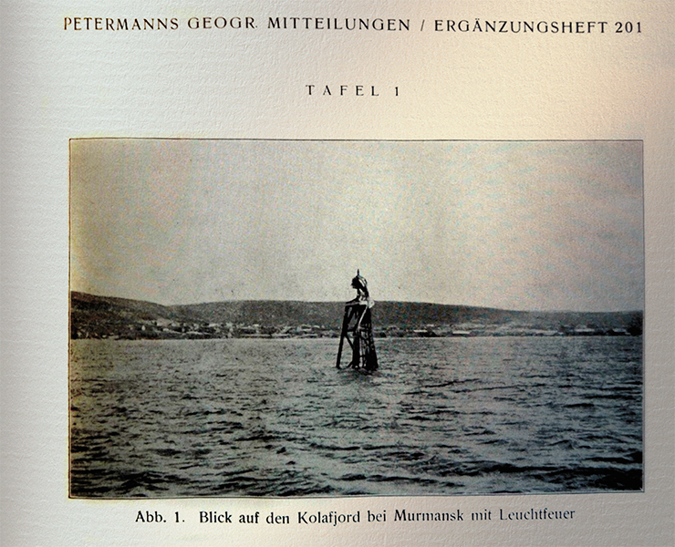 Article by Walther Bruns about his trip to Murmansk in search of a site for an airship mooring mast and an illustration from this book. Cartography Sector, RAS Library, St. Petersburg