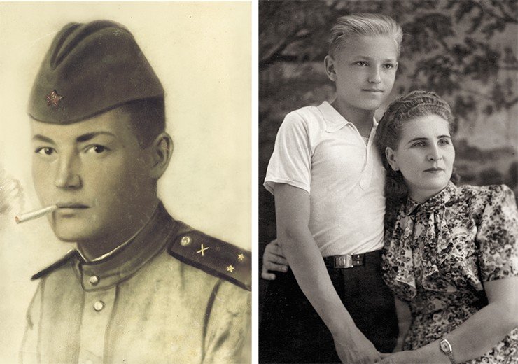 В 1941 г. Валентин Коптюг с матерью, Надеждой Васильевной, и старшим братом Владимиром ока-зались в эвакуации в Самарканде. Оттуда Владимира призвали в армию, и он погиб в 1944 г. при освобождении Польши. Самарканд, 1947 г. Справа – Валентин с Надеждой Васильевной; сле-ва – старший брат Владимир Коптюг