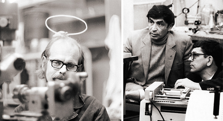 С. Кузьмин. 1978 г. Лицензию на право использования изобретения Кузьмина купил лидер научного приборостроения тех лет – шведская фирма LKB. Фото Г. Барама. Будущие академики Лев Сандахчиев и Михаил Грачев. 1985 г. Фото А. Полякова. Фотоархив СО РАН С. Кузьмин. 1978 г. Лицензию на право использования изобретения Кузьмина купил лидер научного приборостроения тех лет – шведская фирма LKB. Фото Г. Барама. Будущие академики Лев Сандахчиев и Михаил Грачев. 1985 г. Фото А. Полякова. Фотоархив СО РАН