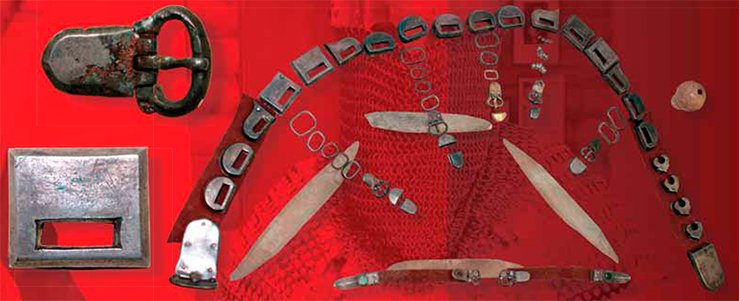 Famous Turkic plate belts were used not only to attach a case for a bow and blade weapons, and to fix the coat of armor and robe; they also showed the social status of a warrior. The photo shows silver belt parts from the Turkic Balyk-Sook-I burial (7th to 8th century, Gorny Altai). Museum of the Institute of Archaeology and Ethnography, Siberian Branch, Russian Academy of Sciences (Novosibirsk). Photo by Yu. Filippovich Famous Turkic plate belts were used not only to attach a case for a bow and blade weapons, and to fix the coat of armor and robe; they also showed the social status of a warrior. The photo shows silver belt parts from the Turkic Balyk-Sook-I burial (7th to 8th century, Gorny Altai). Museum of the Institute of Archaeology and Ethnography, Siberian Branch, Russian Academy of Sciences (Novosibirsk). Photo by Yu. Filippovich