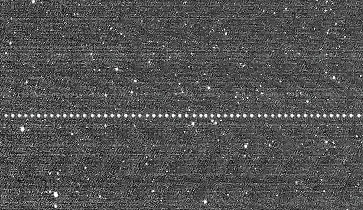 A combined image of the moving asteroid 2012 DA14 was made based on a series of shots obtained with the help of MASTER-2 telescope in Blagoveshchensk A combined image of the moving asteroid 2012 DA14 was made based on a series of shots obtained with the help of MASTER-2 telescope in Blagoveshchensk