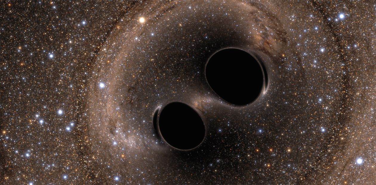 Две черные дыры сливаются в единое целое. Image Credit: the Simulating eXtreme Spacetimes (SXS) project Две черные дыры сливаются в единое целое. Image Credit: the Simulating eXtreme Spacetimes (SXS) project