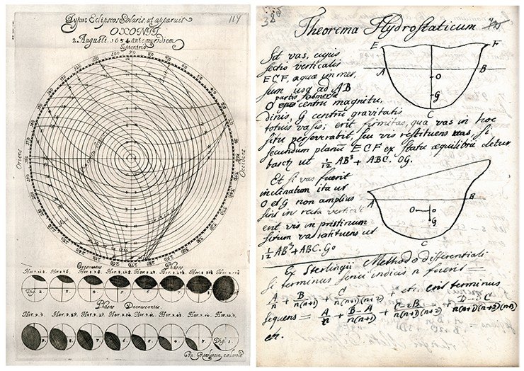 Из записной книжки 1760-х гг. (слева). ПФА РАН. Ф. 136. Оп. 1. Д. 137. Л. 114. Из записной книжки Л. Эйлера «Adversaria mathematica» (справа). 1736—1740 гг. ПФА РАН. Ф. 136. Оп. 1. Д. 131. Л. 38 об.